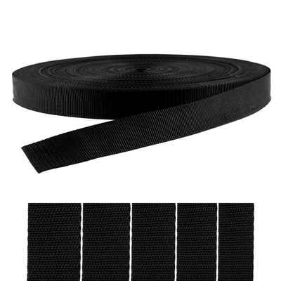 maDDma 50m Gurtband Rypsband, Polypropylen, 1,3mm stark Rollladengurt, schwarz