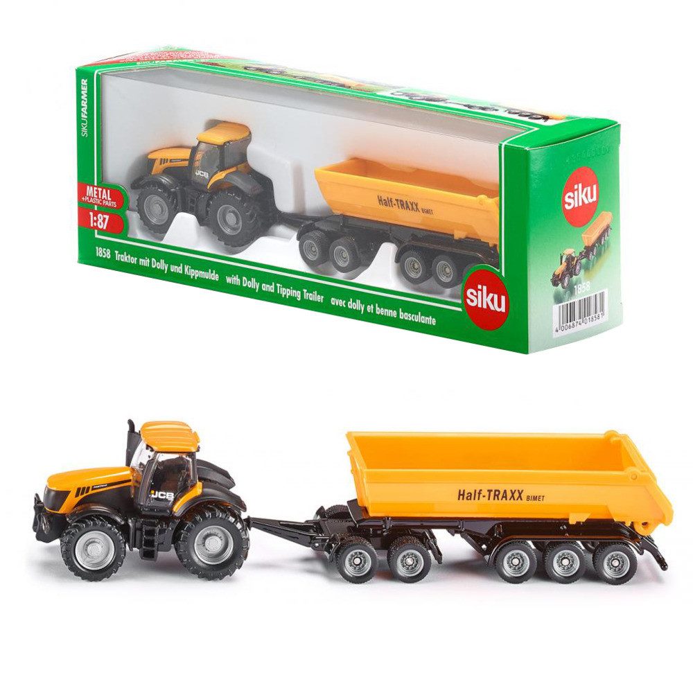 SIEPER Modellauto siku JCB 8250 mit Dolly und Kippmulde 1:87