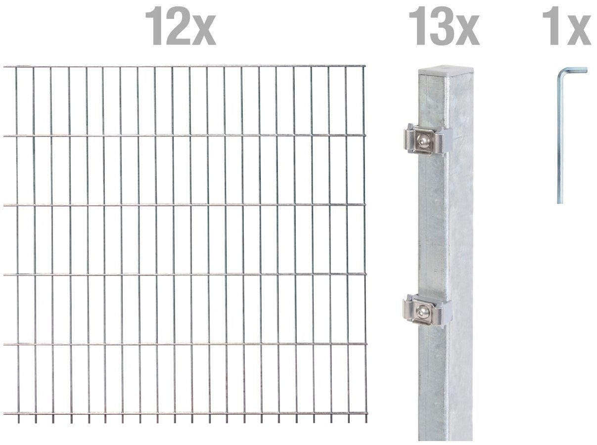 Alberts Doppelstabmattenzaun Grundset, (Set), Höhe: 80-160 günstig online kaufen