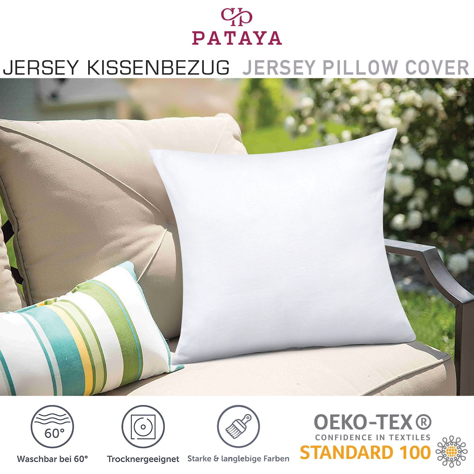 Pataya Kissenbezug 100% Baumwolle, weiche Kopfkissenbezug, Kissenhülle, Kissenbezüge, (2 Stück), Weich und Atmungsaktiv, Jersey, 140 g/m² – Bild 5 von 5