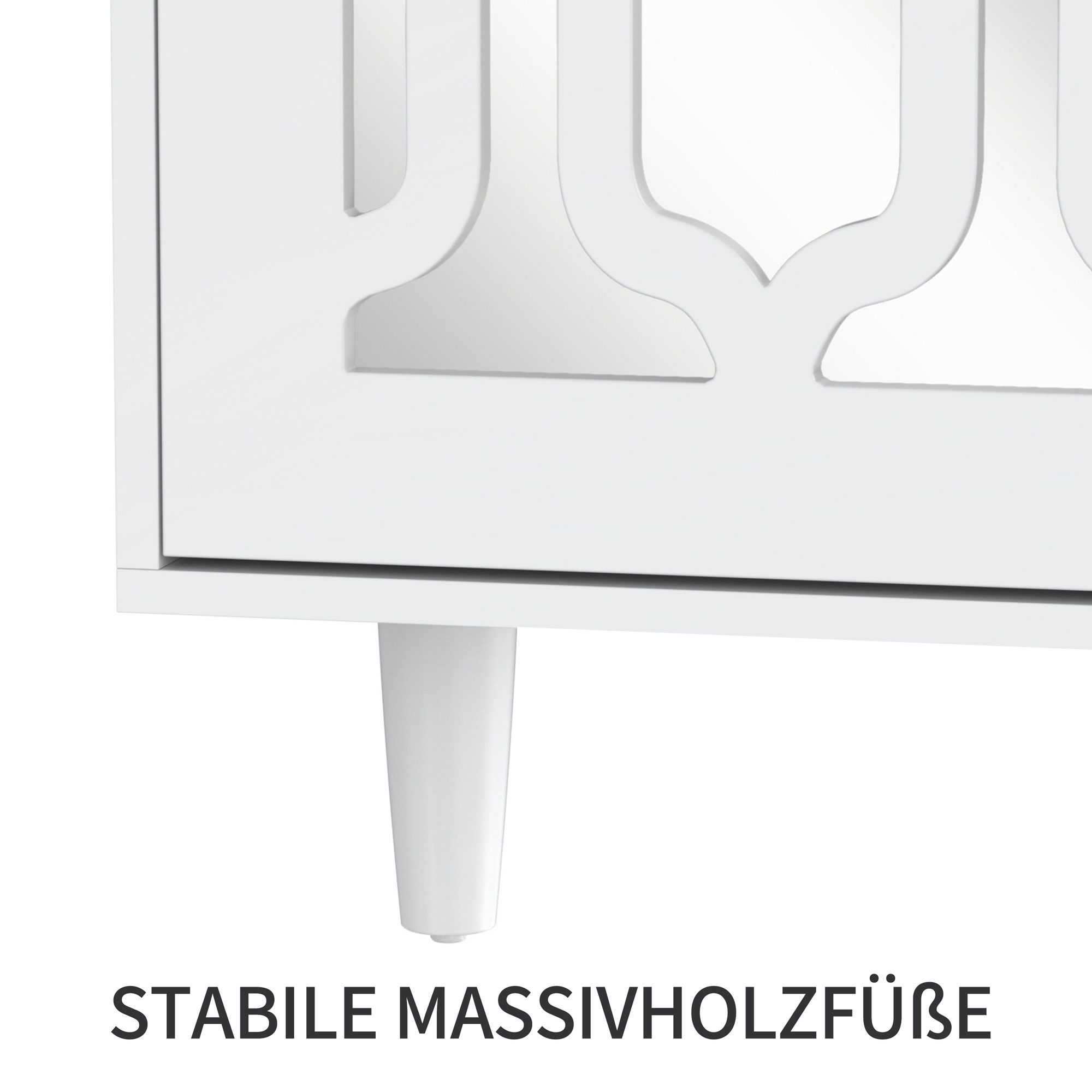 REDOM Anrichte Luxuriöser TV-Schrank Weiß mit Spiegeloberfläche (Weiß, 147,5x40x102 cm), Kristallglasgriffe
