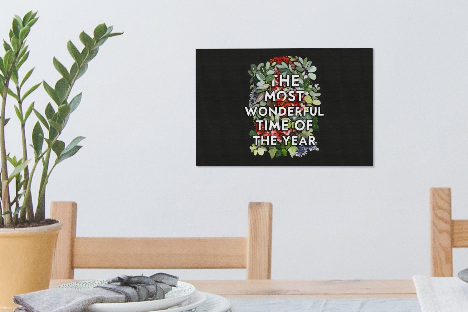 OneMillionCanvasses® Leinwandbild Pflanzen - 30x20 Wandbild cm Aufhängefertig, Blumen St), (1 Weihnachten, Zitate - Wanddeko, Leinwandbilder, 