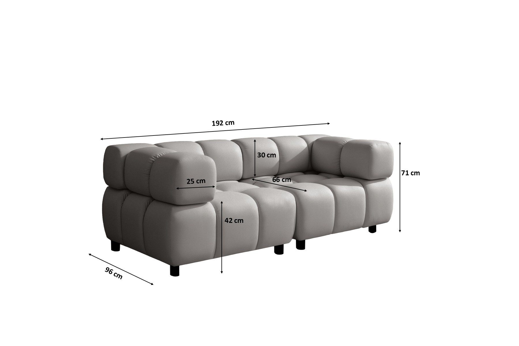 Kaiser Möbel Sofa 3-Sitzer modern modular Premium aus Veloursstoff Bluvel, BOLLA, Einzelartikel, luxuriöses Designer-Sofa,moderne Bubble-Form