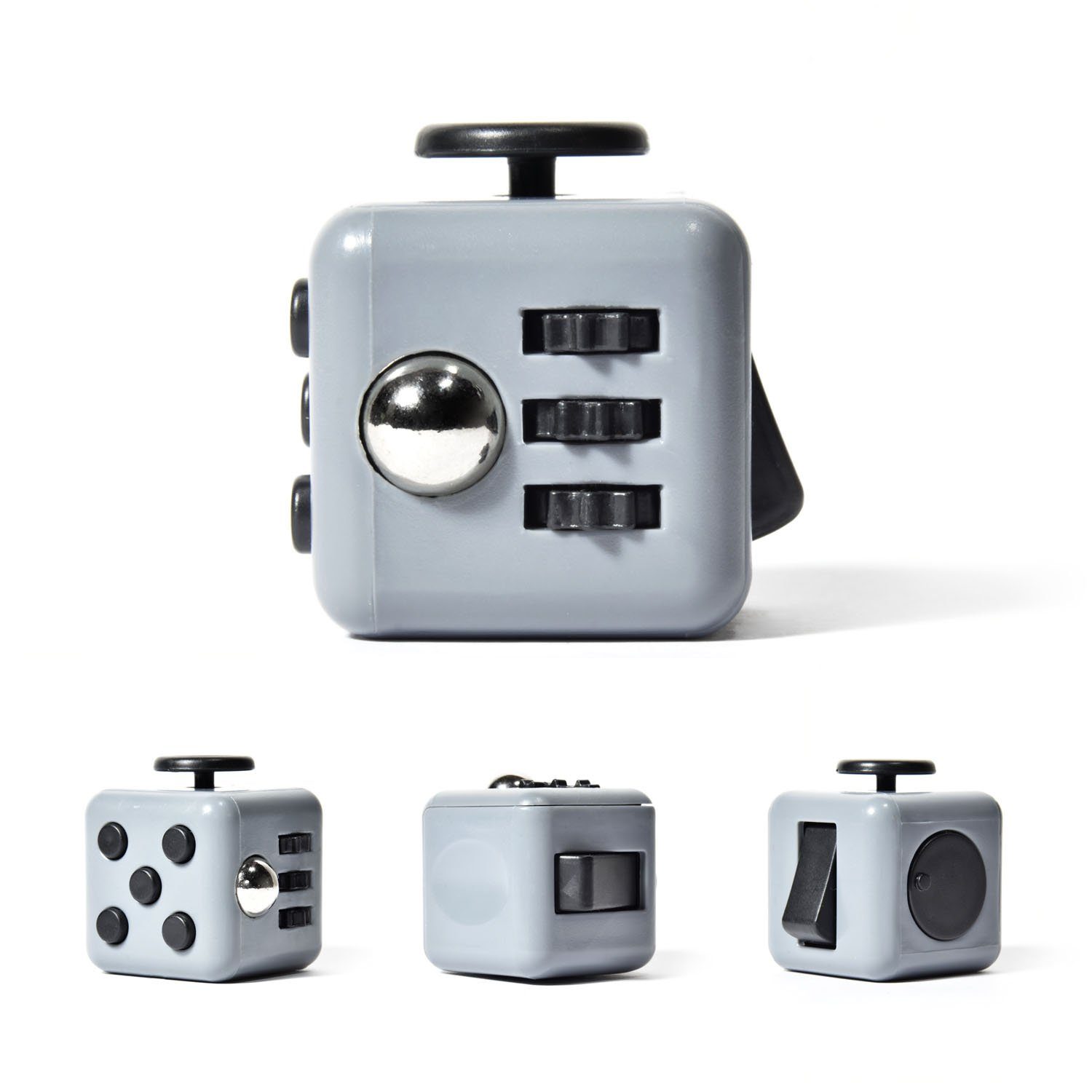 Goods+Gadgets Lernspielzeug Fidget Würfel Stresswürfel Grau (Anti-Stress Stresskiller), Cube Spielzeug, Gadget
