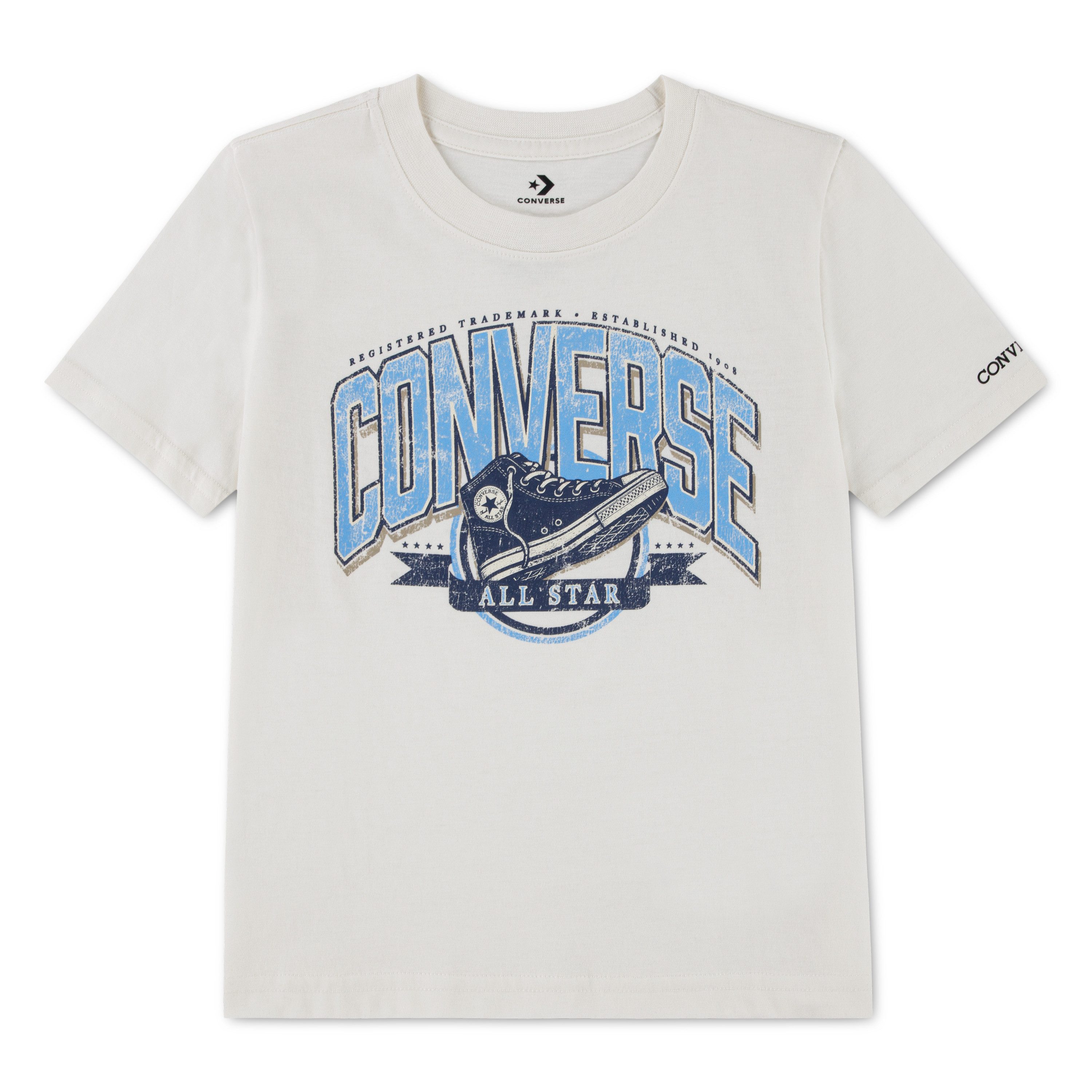 Converse T-Shirt CNVB VARCITY SS SNEAKER TEE mit Converse-Sneaker-Grafik im College-Stil