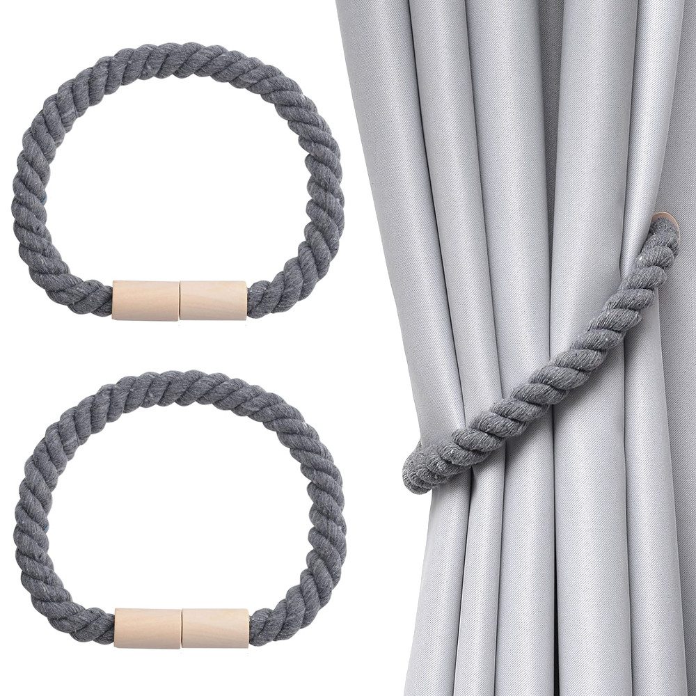 TUWENA Raffhalter 2 Stück Magnetische Vorhang Raffhalter aus Holz,Gardinen Raffhalter, Vorhanghalter für Zuhause und Büro, Fenstervorhänge