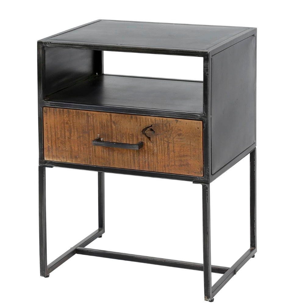RINGO-Living mit Nachttisch Schublade Beistelltisch Möbel Dayita Bronze-matt Schwarz-matt, und Metall in