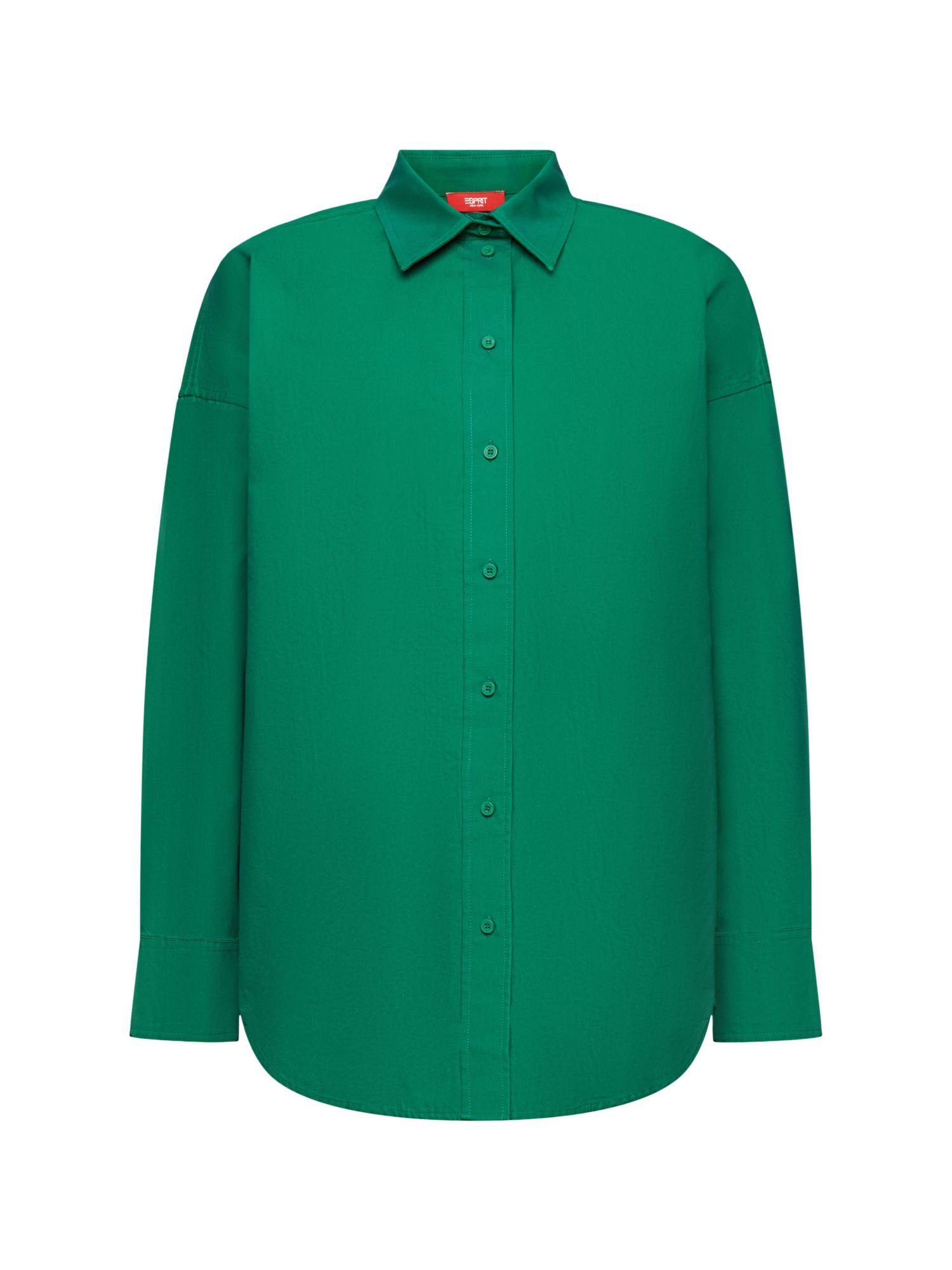 Esprit Langarmbluse Hemd aus Baumwoll-Popeline DARK GREEN