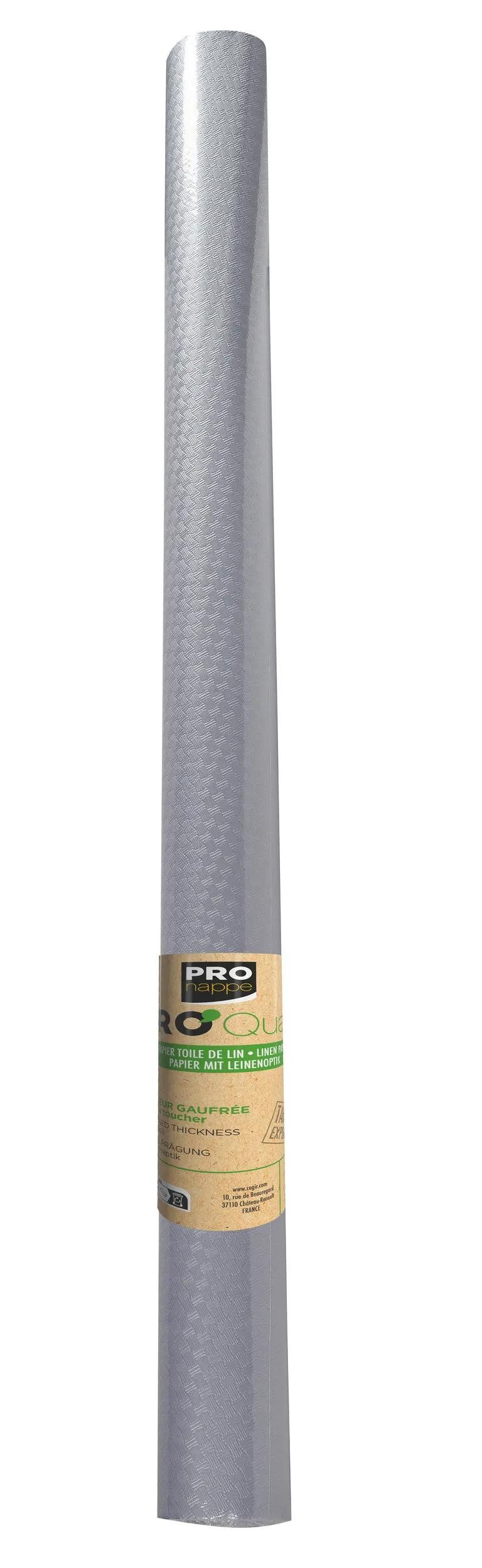 PROnappe Tischband 9x Tischdecke auf Rolle, Papier, Leineneffekt 1,18x20m Silber R802052I, Nappes rouleaux papier gaufré