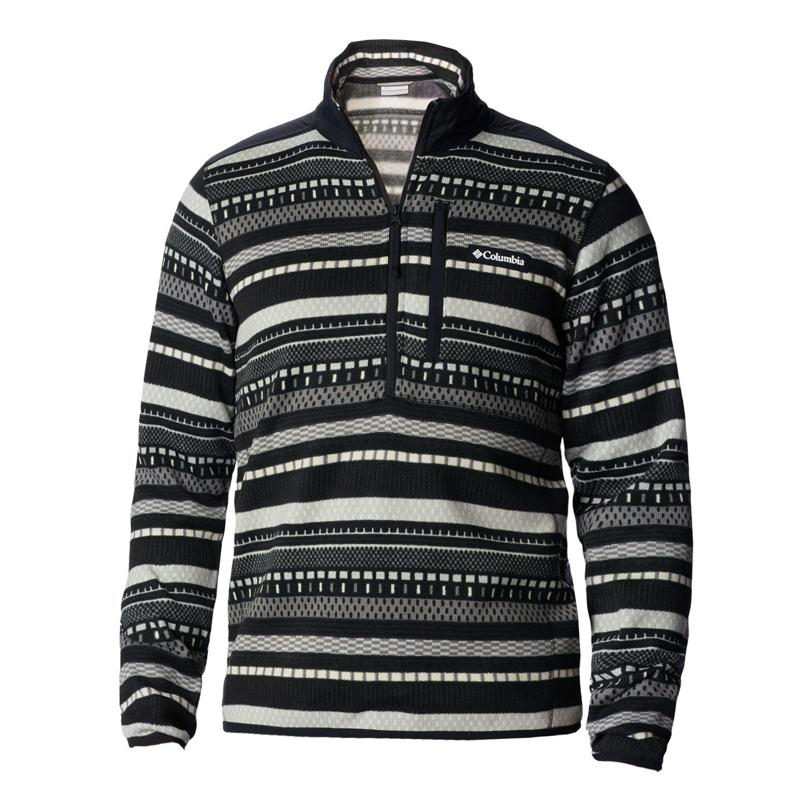 Columbia Strickfleece-Pullover Sweater Weather™ II Printed Brust shark / stripe apres der auf mit 012 Half-Zip Logo