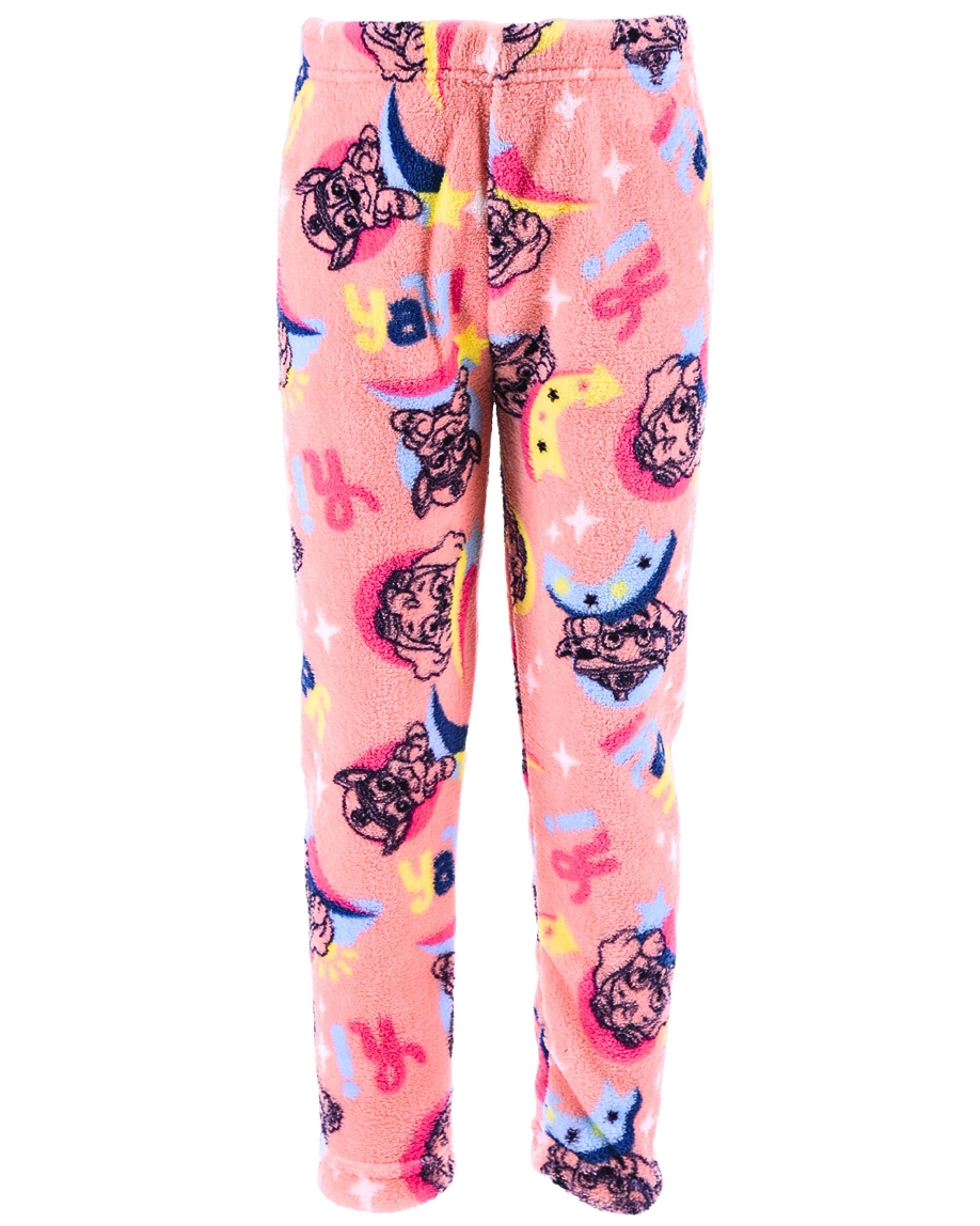 PAW PATROL Schlafanzug Skye (2 langarm Weiß-Rosa tlg) Gr. Mädchen 98 Pyjama aus - weichem 116 Fleece cm