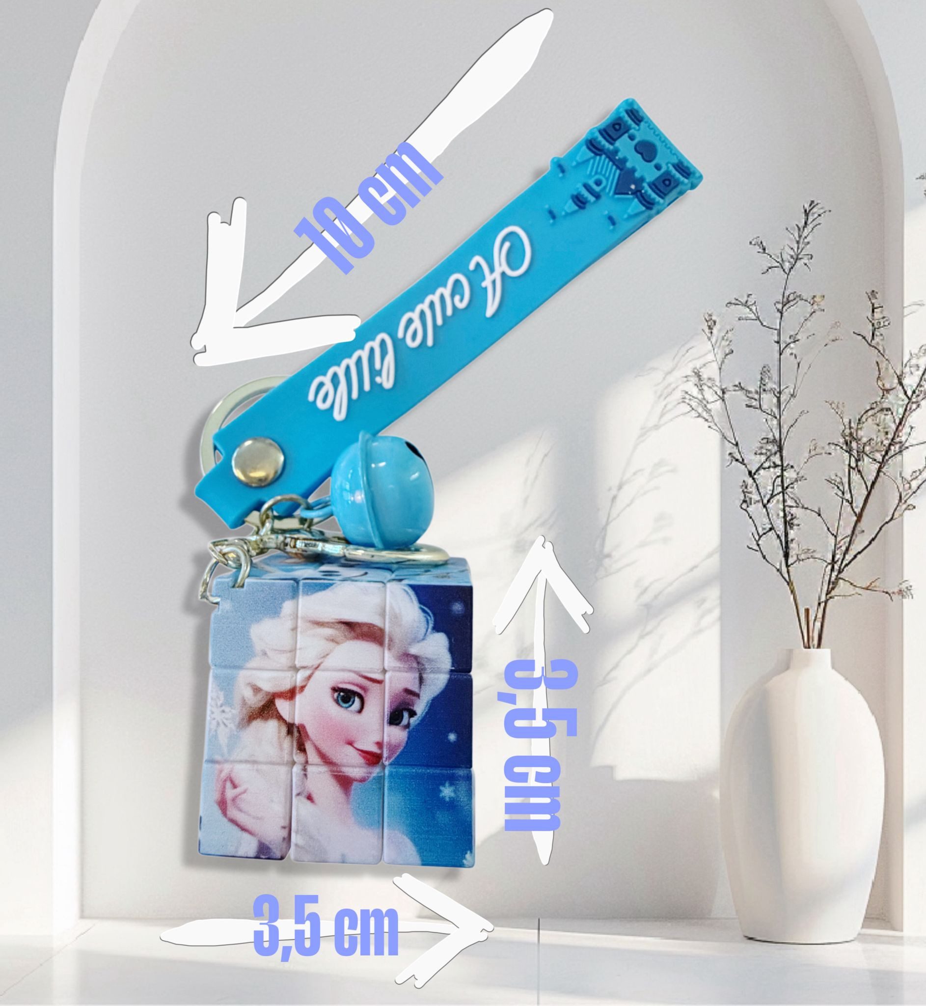 Disney Schlüsselanhänger Mini Würfel Frozen die Eiskönigin 3,5x3,5cm Schlüsselanhänger Glocke (Set, 1-tlg., Geschenk-Set), Motivwürfel Cubix Zauberwürfel für Kinder Geschenke