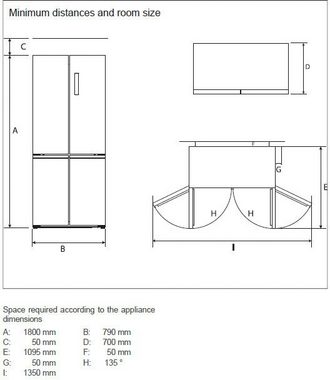 Hanseatic Multi Door HCDC18080DI, 180,0 cm hoch, 79,0 cm breit, NoFrost, Türalarm