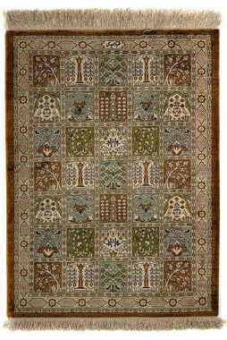 Orientteppich Perser - Ghom - 77 x 58 cm - mehrfarbig, morgenland, rechteckig, Höhe: 10 mm, Wohnzimmer, Handgeknüpft, Einzelstück mit Zertifikat