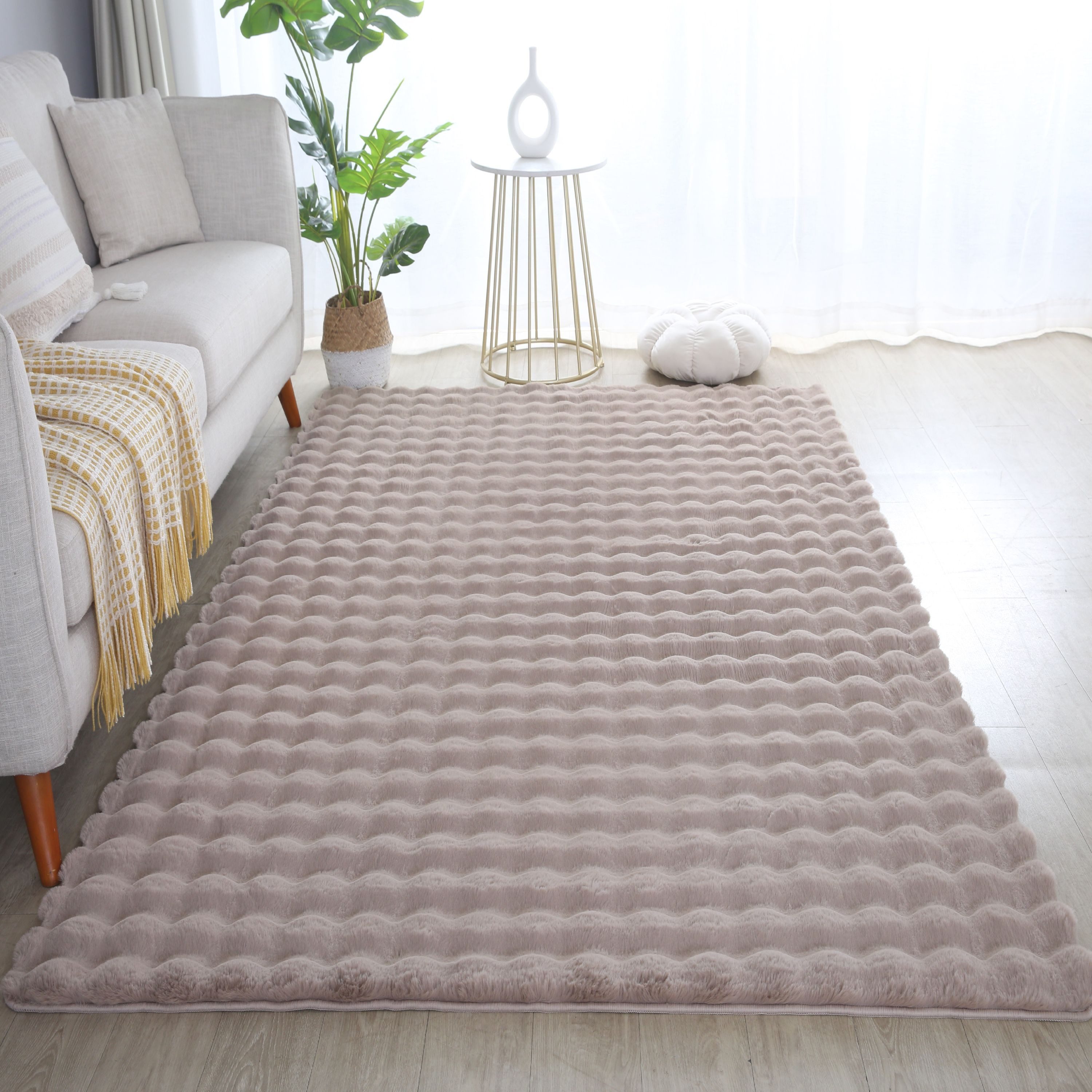 Carpettex Hochflor-Teppich Unicolor - Einfarbig, Läufer, Höhe: 25 mm, Teppich Wohnzimmer Soft Einfarbig 3D Optik flauschig Plüsch Teppich