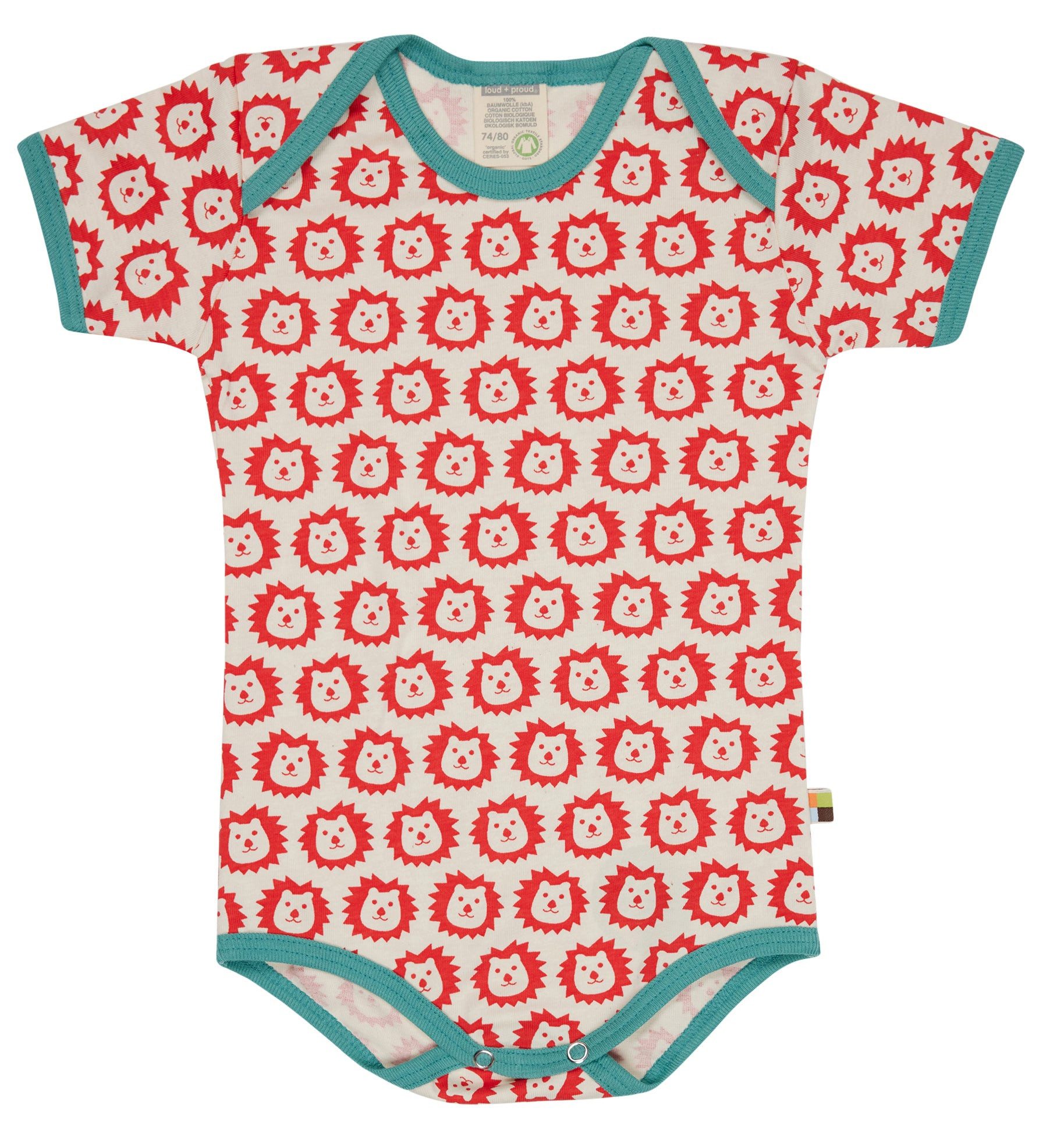 loud + proud Kurzarmbody mit Tierdruck Bio Baumwolle, GOTS