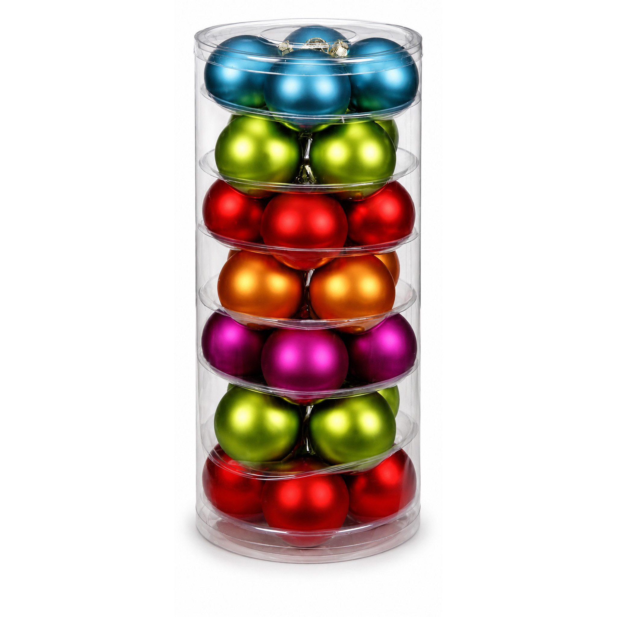 Holly & Jolly Weihnachtsbaumkugel, Weihnachtskugeln Glas 6cm 28er Set - Mille Fiori Mix
