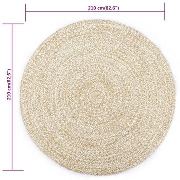 Teppich Handgefertigt Jute Weiß und Braun 210 cm, furnicato, Runde