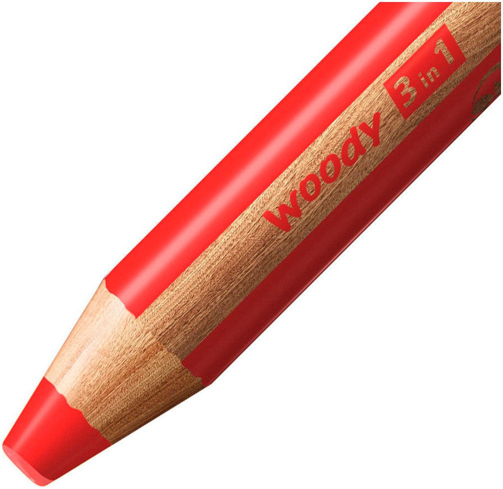 STABILO Buntstift Wasserfarbe & Wachsmalkreide woody 3 in 1 - 6er Pack, mit 6 verschiedenen Farben; Made in Germany