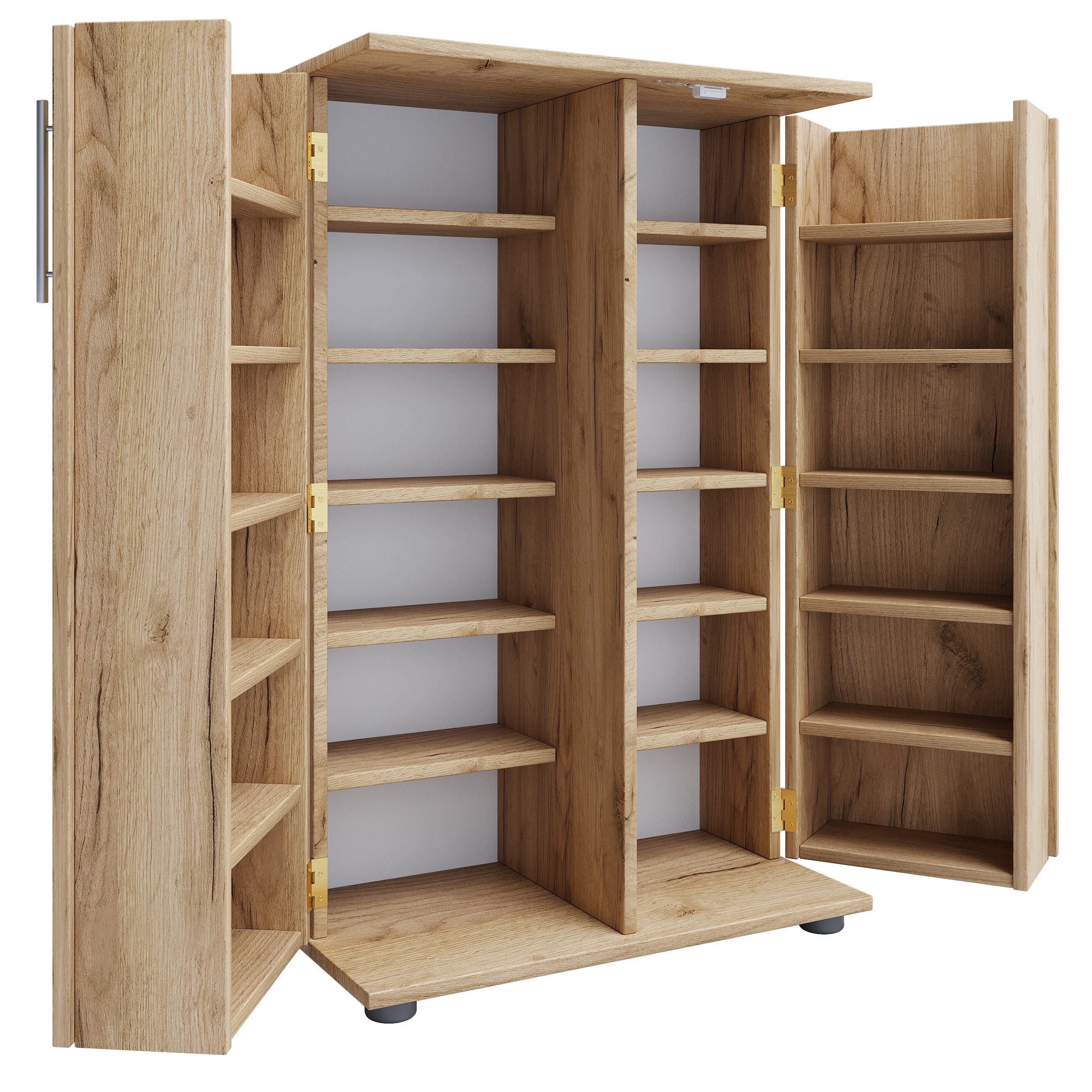 VCM Standregal Engalo B. 60 x T. 31 x H. 93 cm, Holz CD DVD Stand Regal, Schrank, 24 Fächer, Drehtüren, Holzwerkstoff – Bild 3 von 5