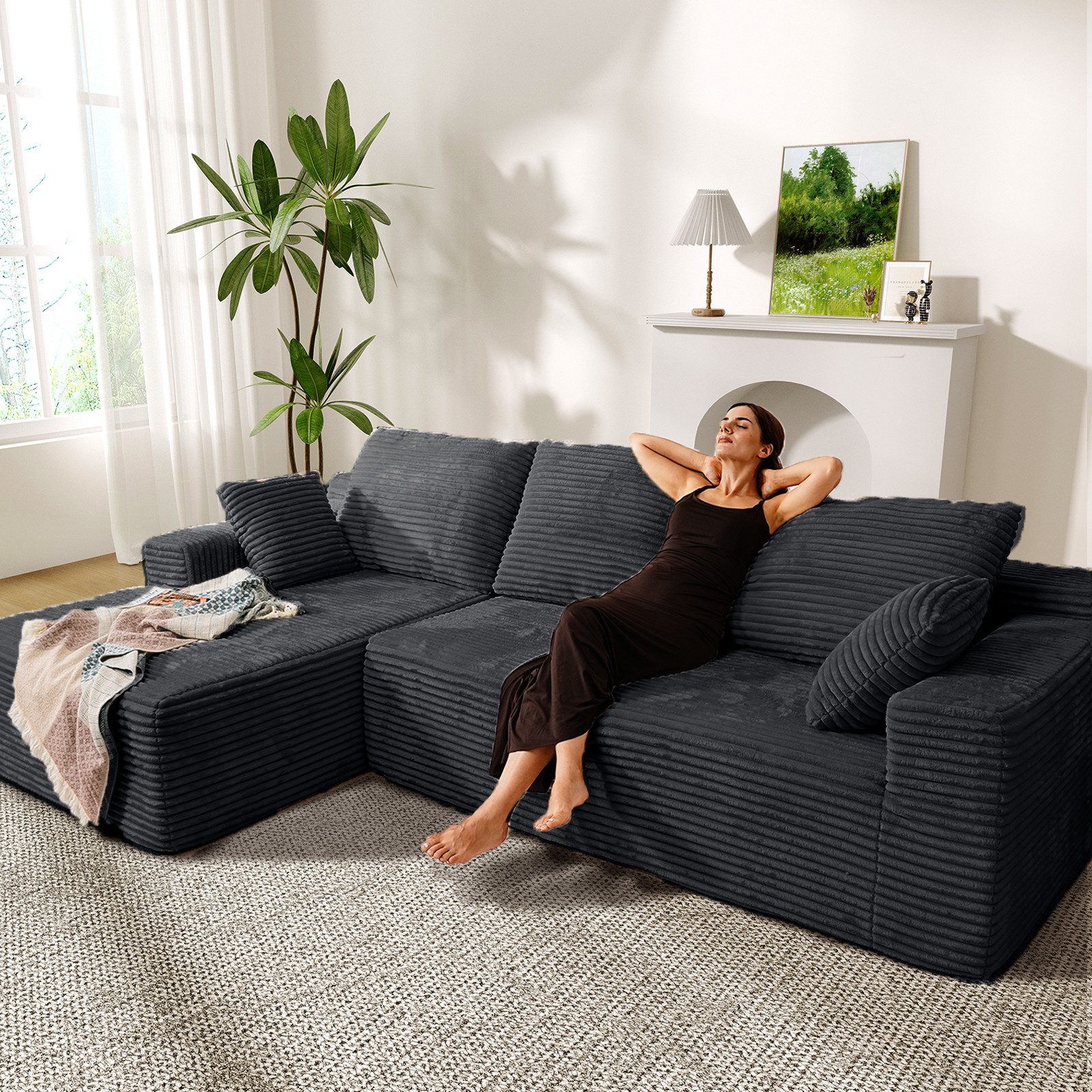 Patbrela Ecksofa Couch L-Form,Sofa Links Cordstoff günstig online kaufen