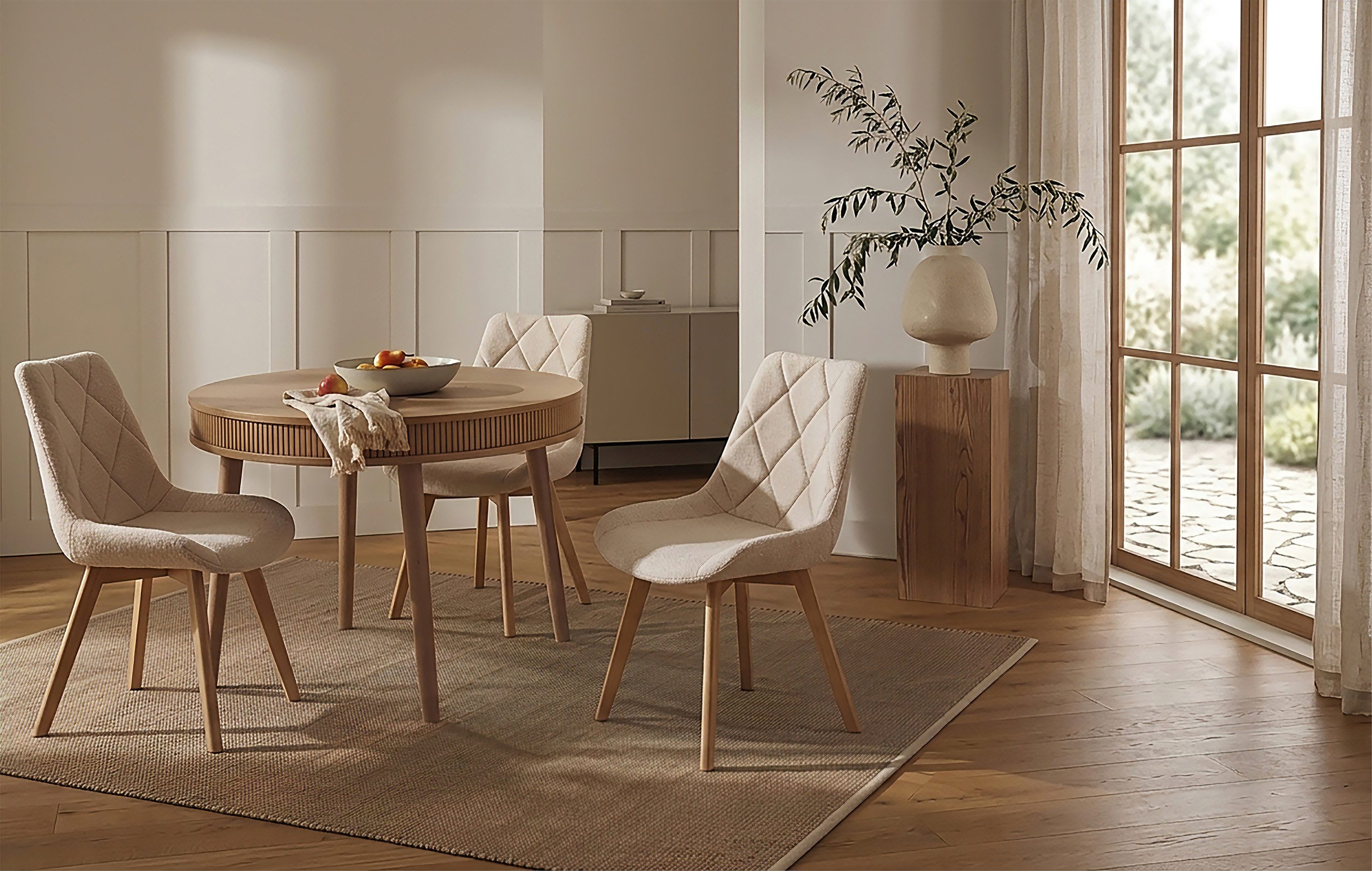 B&D home 4-Fußstuhl TANIA (2er Set, 2 St), gepolstert, Massivholz Buche, geölt