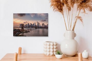 OneMillionCanvasses® Leinwandbild New Yorker Skyline in Manhattan, (1 St), Wandbild Leinwandbilder, Aufhängefertig, Wanddeko, 30x20 cm