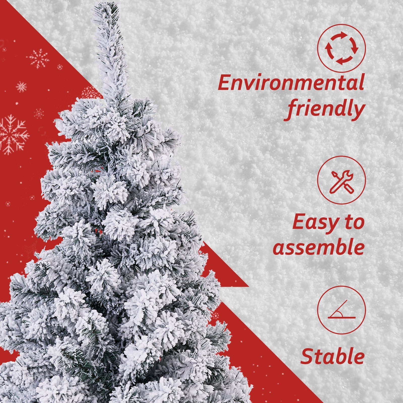 PVC Schnee,1000 Tannenbaum Weihnachtsbaum Künstlicher BIGTREE Nadeln mit