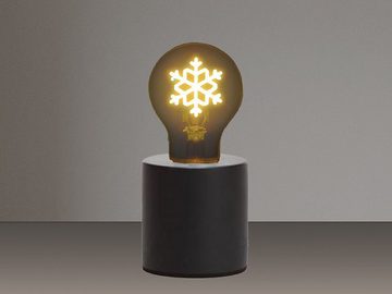 meineWunschleuchte LED Dekolicht, LED wechselbar, mit Glühbirne Schneeflocke Gold – ausgefallene Weihnachtsbeleuchtung