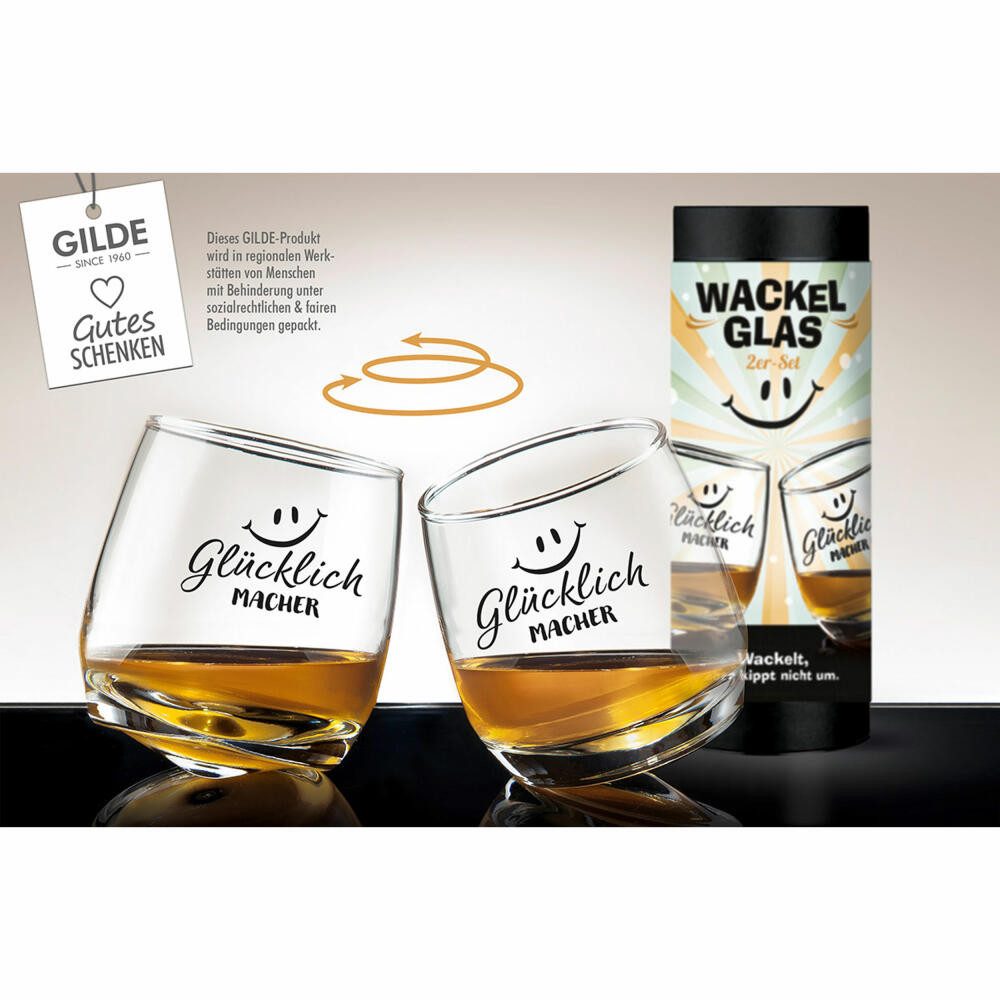 GILDE Glas Wackelglas Glücklichmacher, 2er Set, Glas