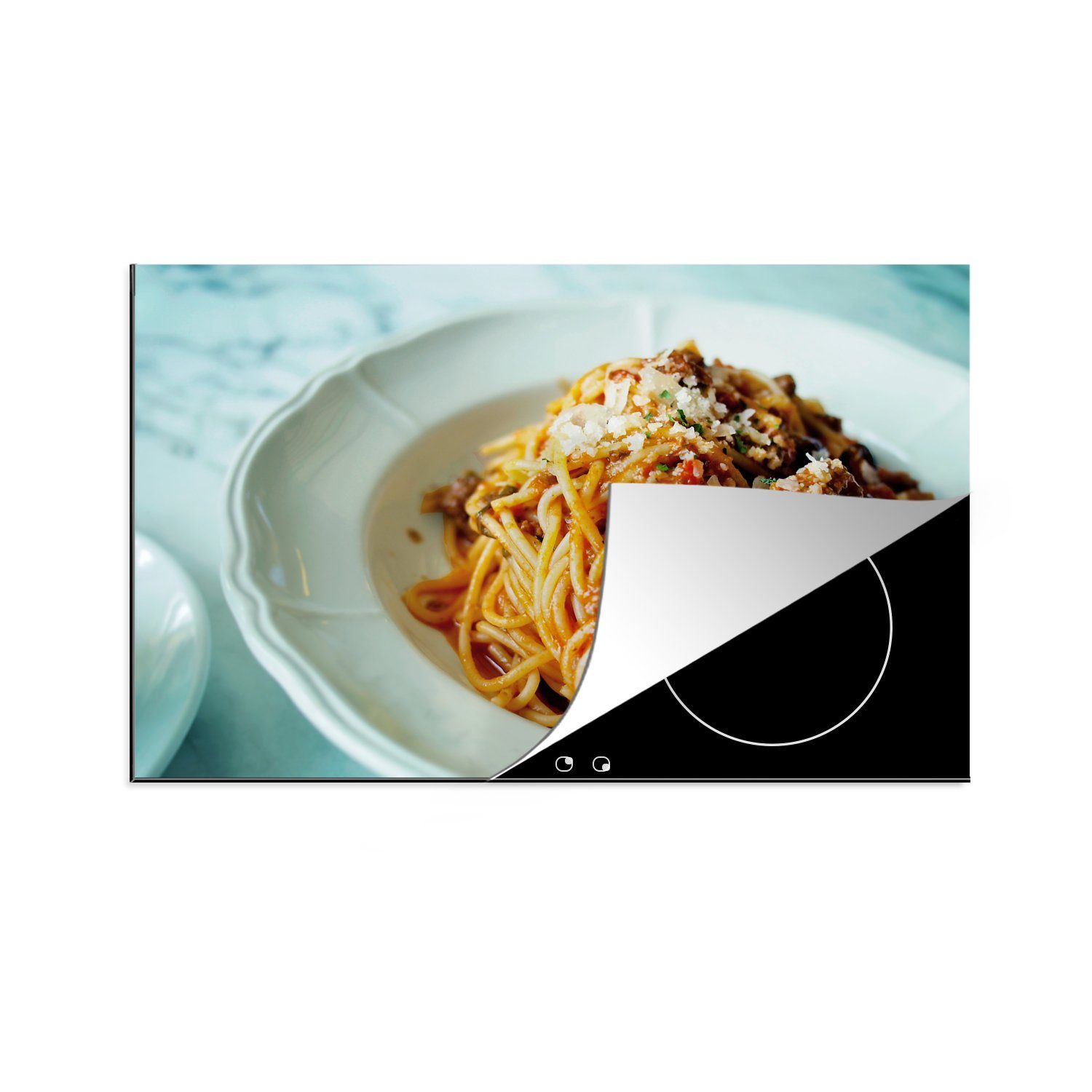 MuchoWow Herdblende-/Abdeckplatte Spaghetti Bolognese, Vinyl, (1 tlg), 81x52 cm, Induktionskochfeld Schutz für die küche, Ceranfeldabdeckung