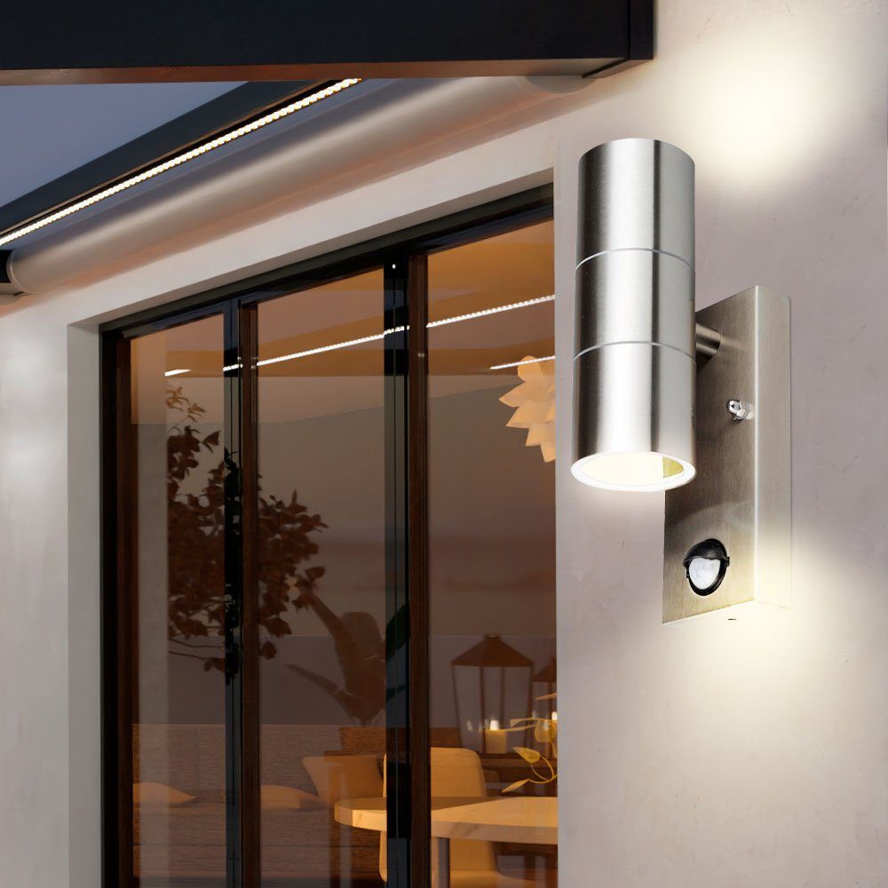 etc-shop Außen-Wandleuchte, Leuchtmittel inklusive, Warmweiß, Bewegungssensor DOWN Haus UP Außen Tür Wand Leuchte