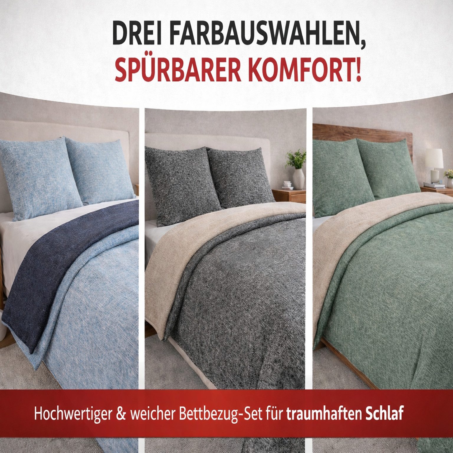 Leonado Vicenti Bettwäsche Refnorce Bettwäsche Set, Renforcé, 4 teilig, moderne Bettwäsche aus Baumwolle, Bettwäsche mit Melange-Design – Bild 5 von 5