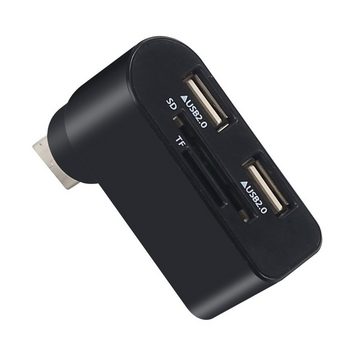 Bolwins Speicherkartenleser F89C USB 2.0 Hub 2x Port Verteiler micro SD, SD Kartenleser Adapter