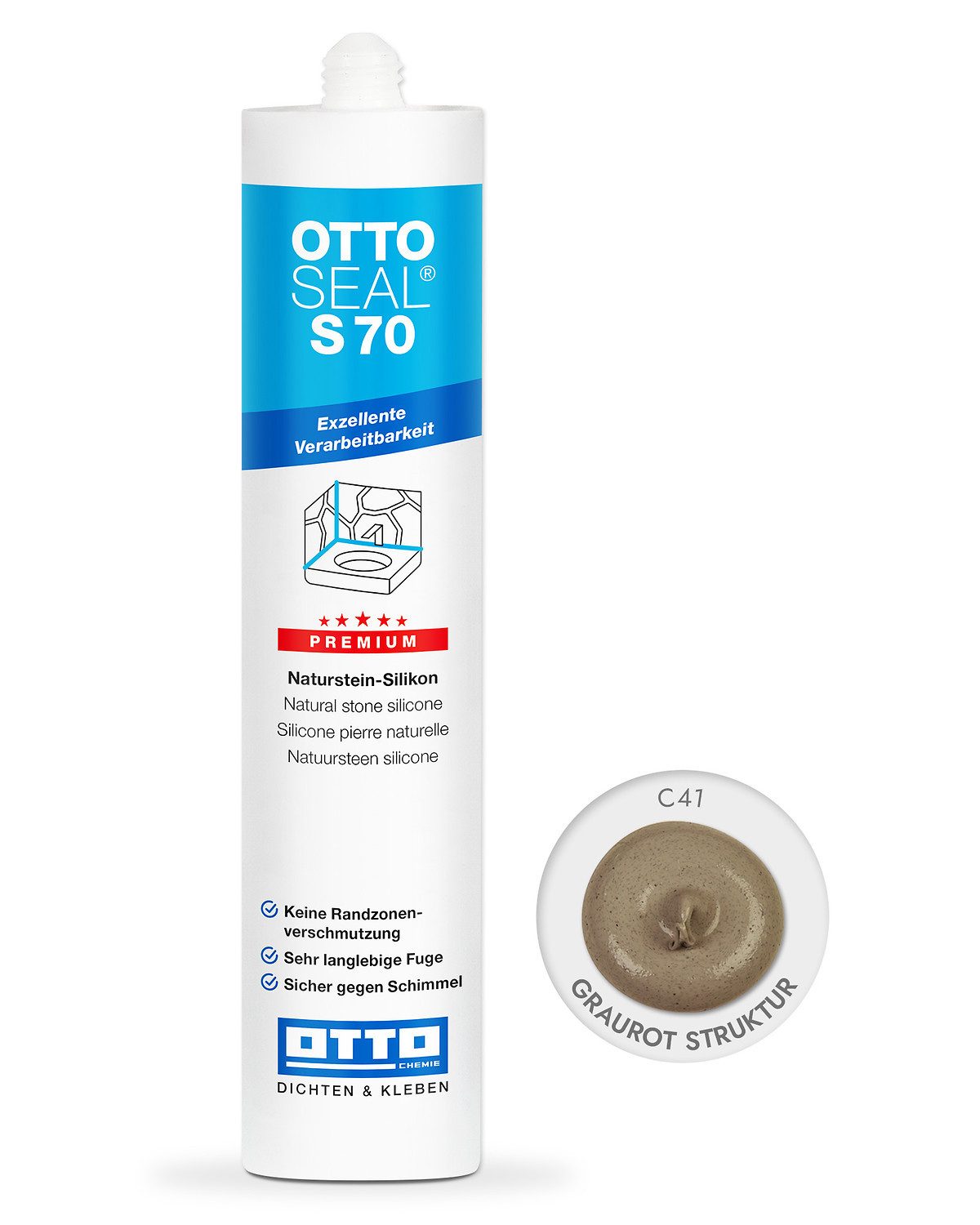 OTTO-Chemie Silikon Ottoseal S70 Premium-Naturstein-Silikon 310ml, gebrauchsfertig, neutral vernetzend
