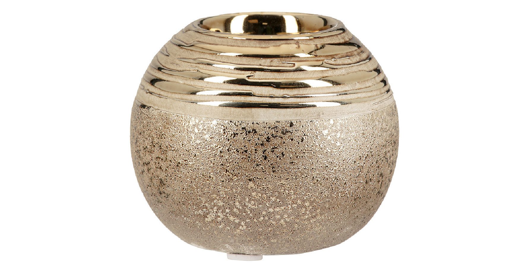 GILDE Teelichthalter Keramik Teelichthalter Milo gold- grün