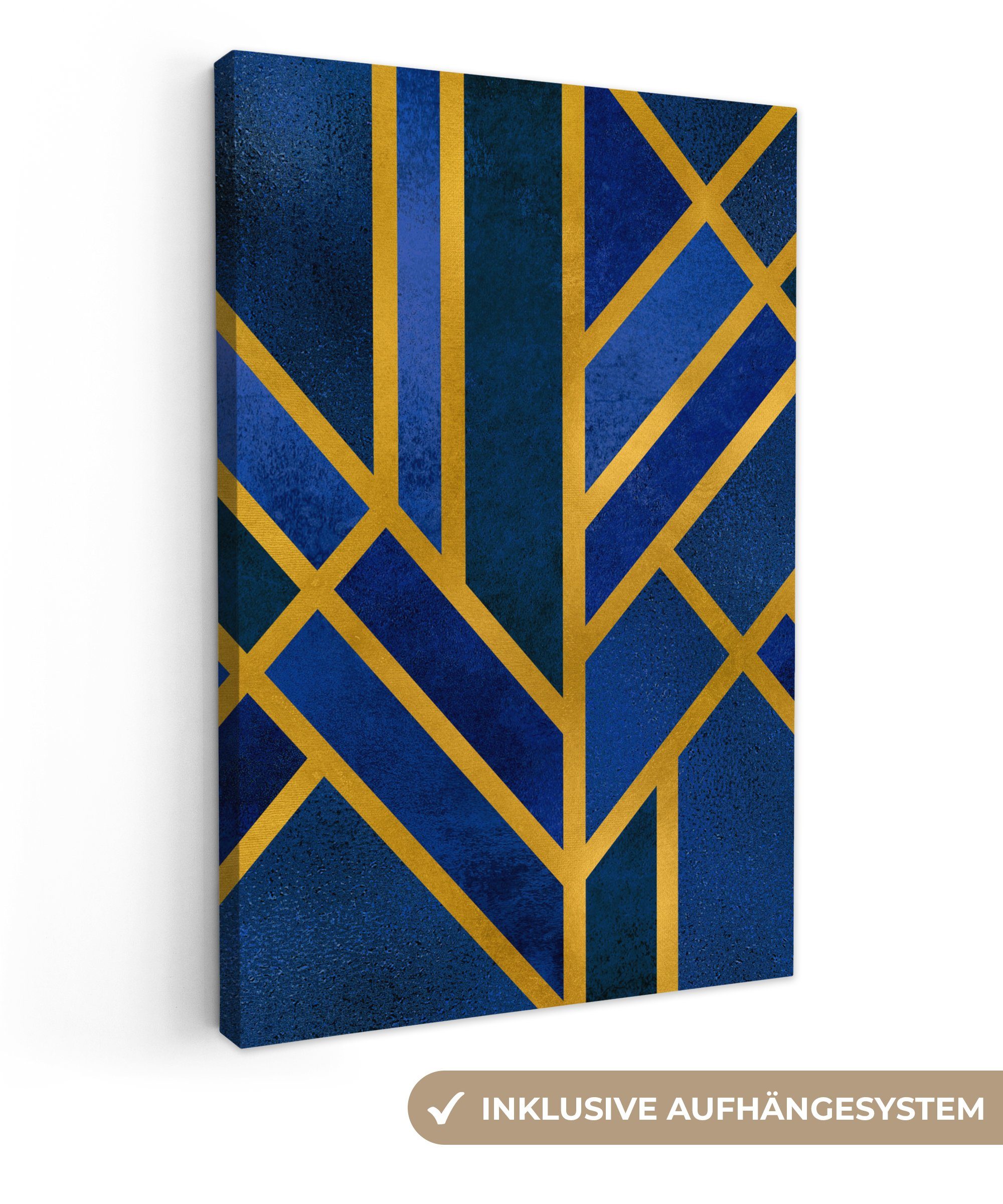 OneMillionCanvasses® Leinwandbild Gold - Luxus - Blau, (1 St), Leinwandbild fertig bespannt inkl. Zackenaufhänger, Gemälde, 20x30 cm