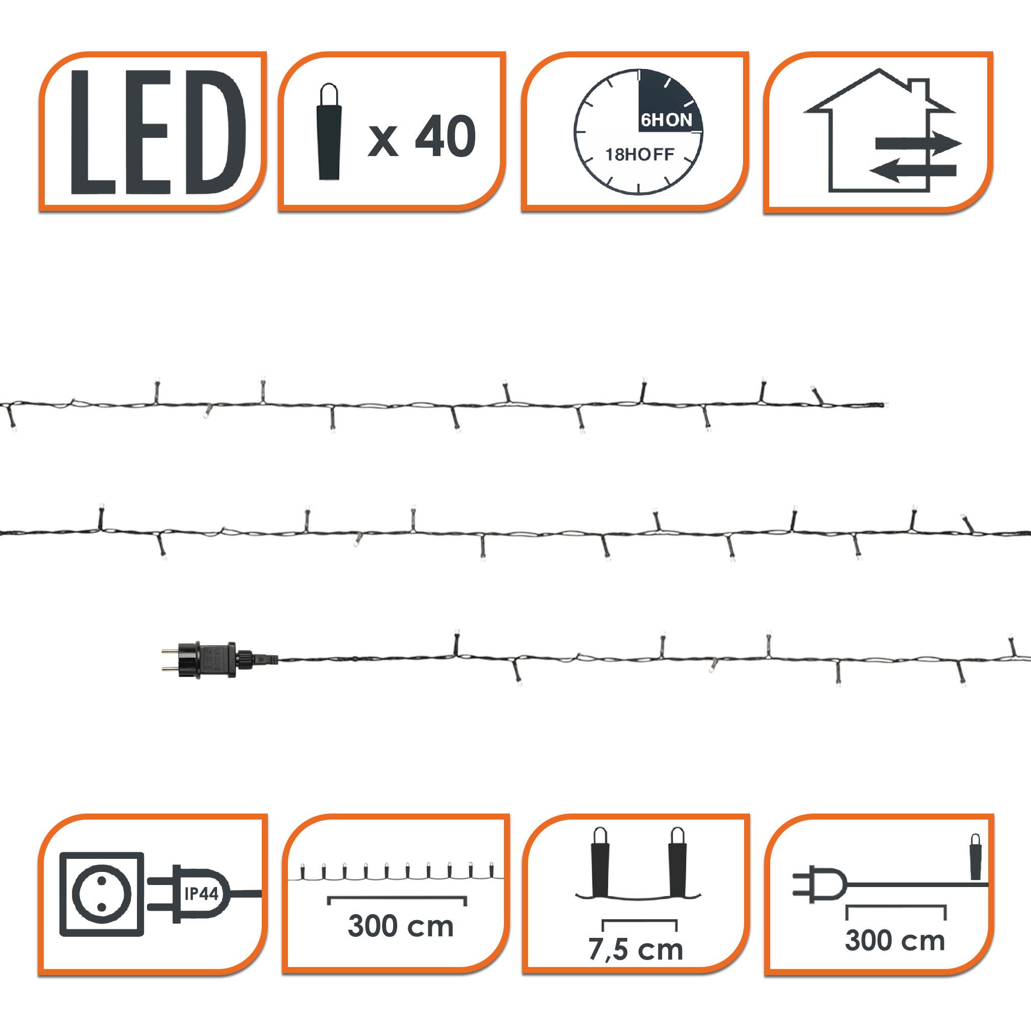 Spetebo Lichterkette LED Weihnachts Lichterkette bunt - 40 LED, 40-flammig, Deko Beleuchtung für Außen – Bild 2 von 5
