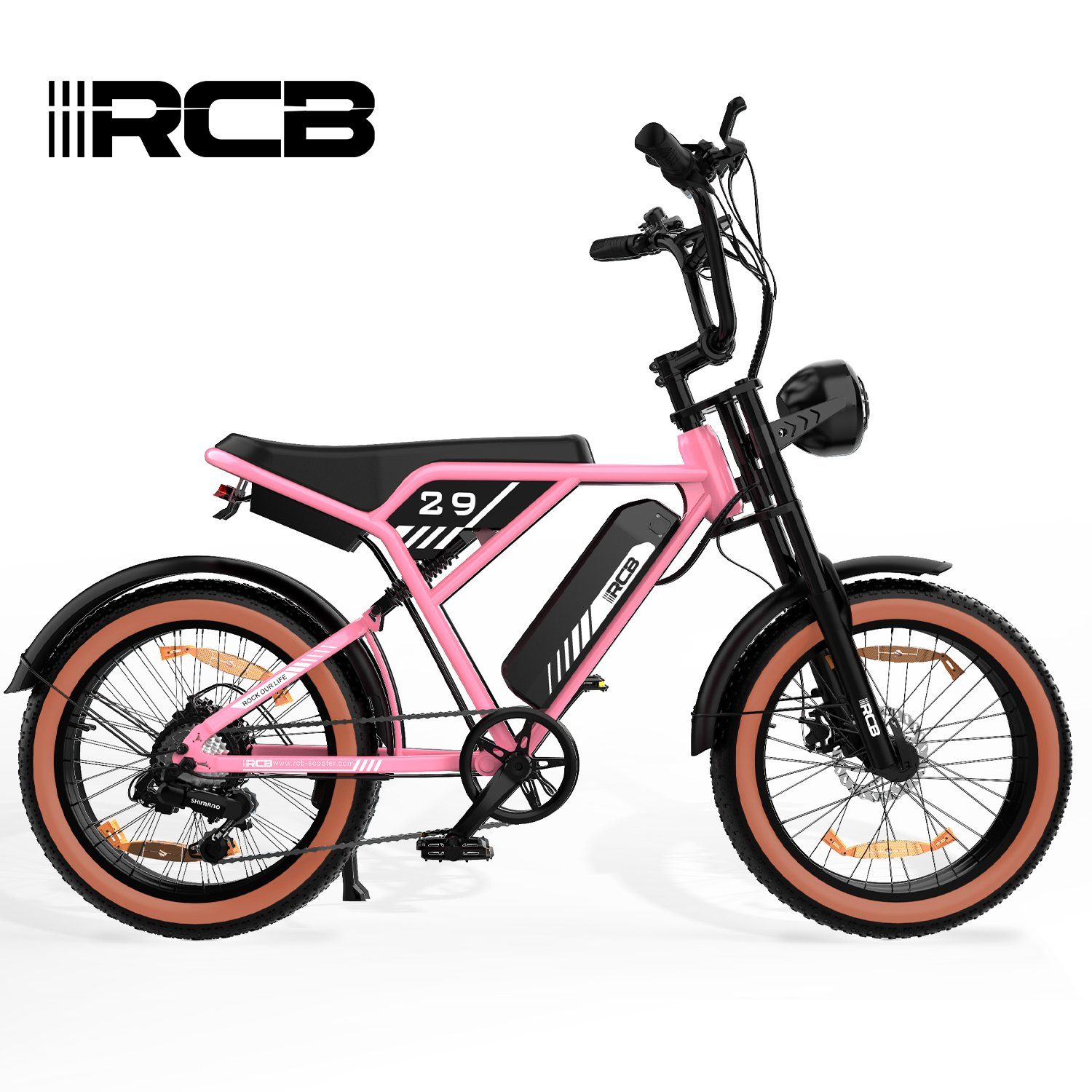 RCB E-Bike für Erwachsene, 7-Gang, 48V 20" Elektrofahrrad, pink 15AH Mountain 250W