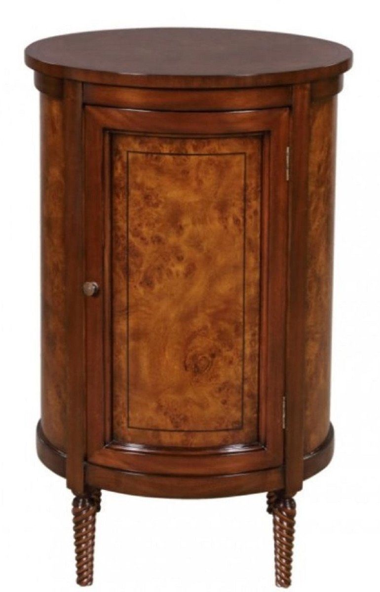 Kommode Casa Padrino Luxus Jugendstil Kommode Hellbraun / Braun Ø 57 x H. 82 cm - Kleiner Runder Schrank mit 2 Türen