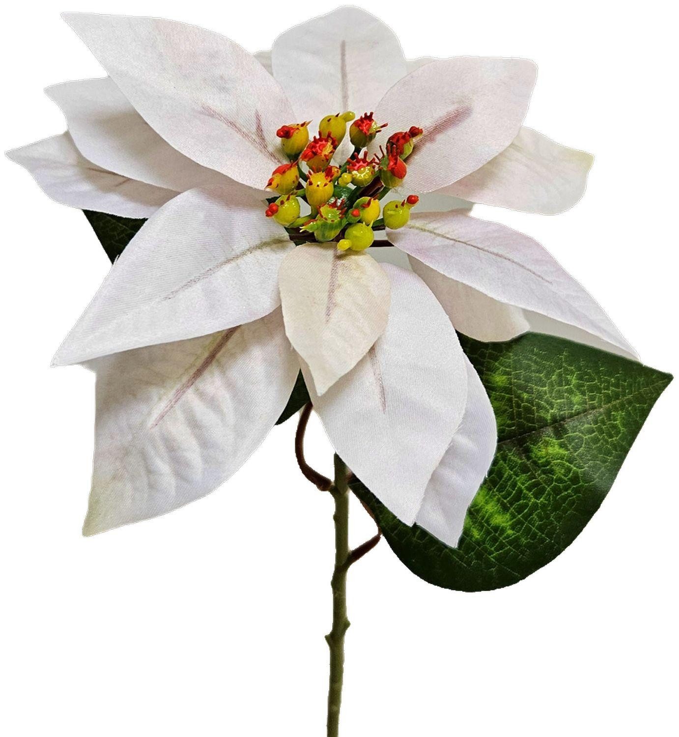 Kunstblume Deko Weihnachtsstern LIBASSE, weiß-rosa, 45cm Weihnachtsstern, artplants, Höhe 45.0 cm