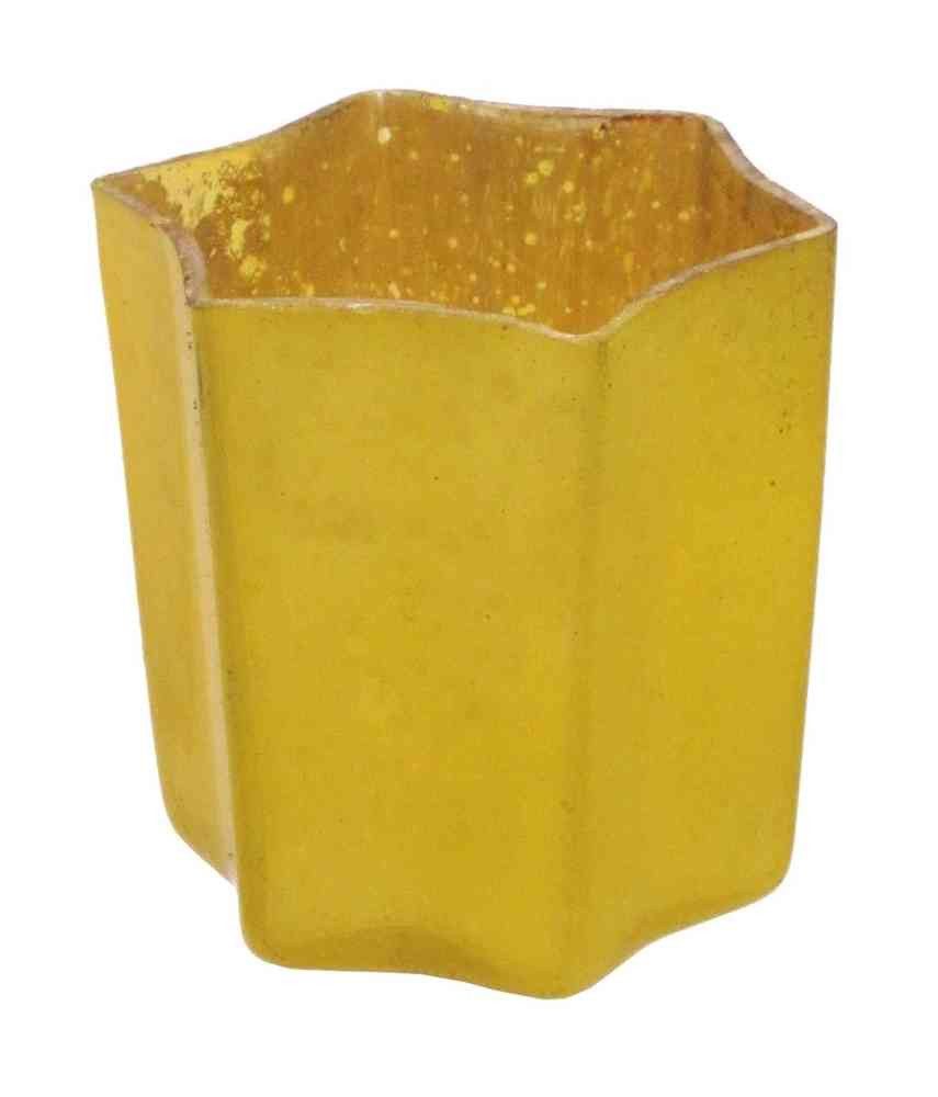 Gasper Windlicht Glas-Teelicht STERN 8cm. Teelichtglas teilw. verspiegelt