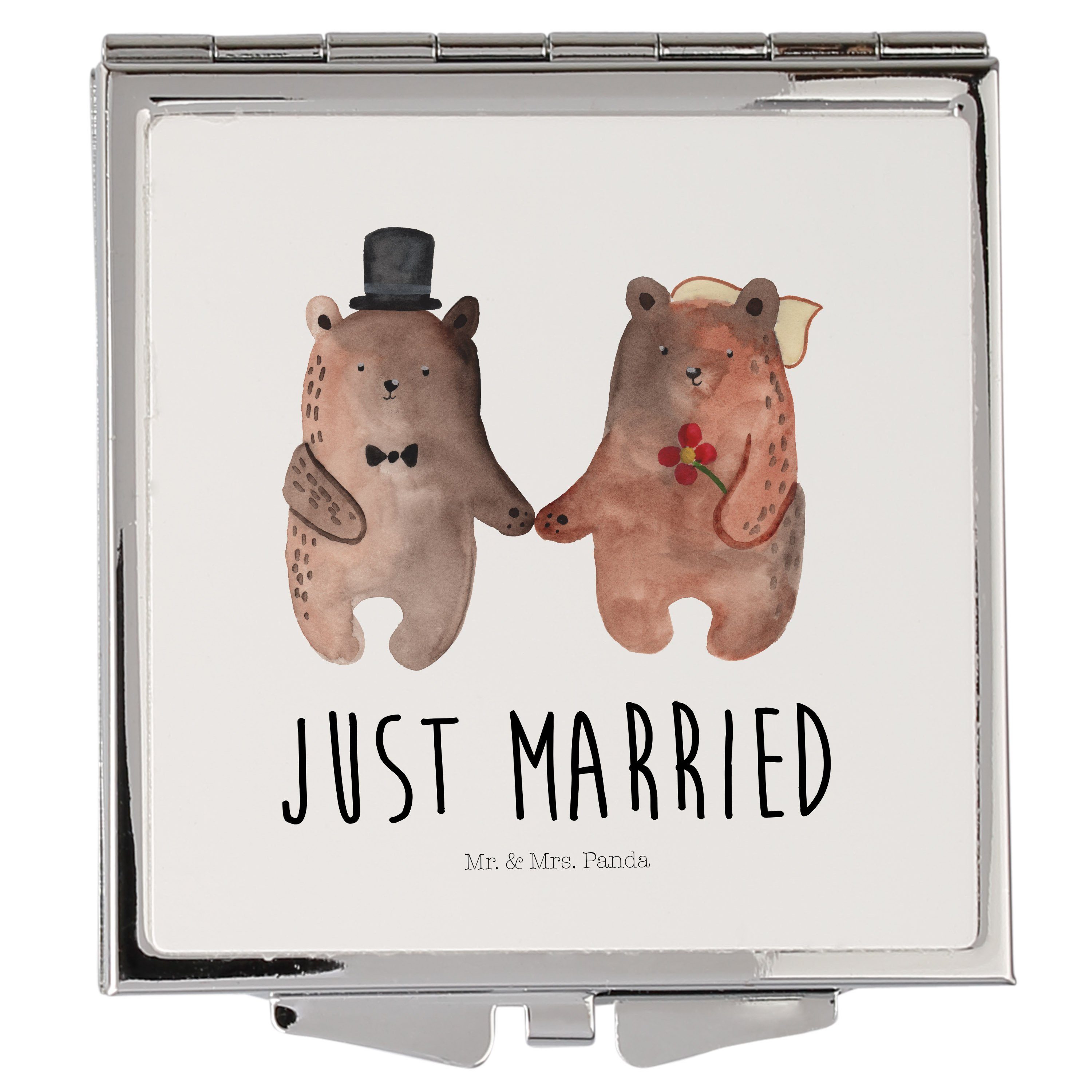 Verheiratet Heirat (1-St) Weiß Mrs. Bär - Kosmetikspiegel - Schminkspiegel, Mr. Panda & Bär Heirate Geschenk,
