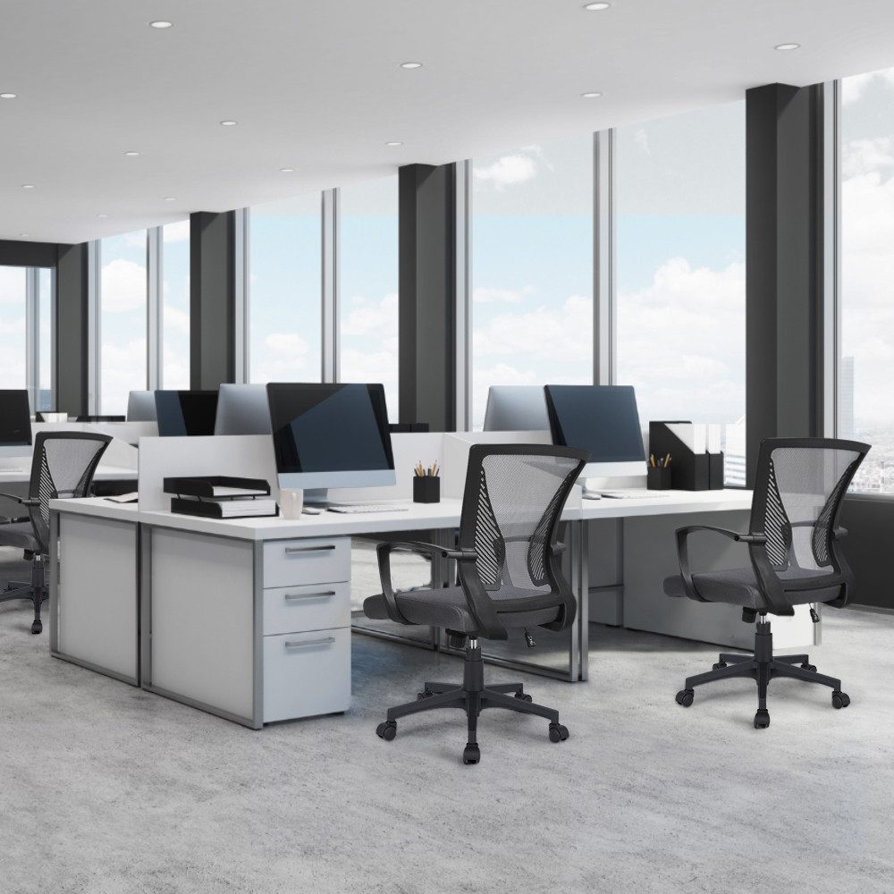 Yaheetech Bürostuhl aus Mesh-Gewebe Höhenverstellbarer Schreibtischstuhl, Ergonomischer Drehstuhl Arbeitsstuhl Computerstuhl mit Wippfunktion – Bild 2 von 5