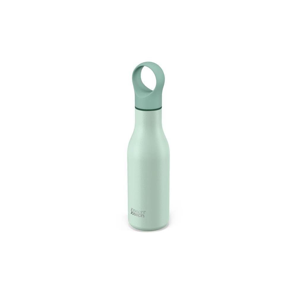 Joseph Joseph Trinkflasche Loop, Vakuumisolierte Trinkflasche 500 ml, aus Edelstahl, Auslaufsicher, leicht zu tragen, 12 Stunden Dauer Warmhaltung, 24 Stunden Dauer Kalthaltung, Grün