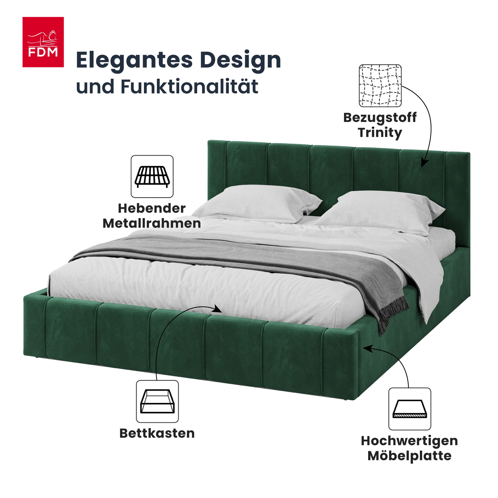 FDM Polsterbett FLORIDA Bettgestell 90x200, 120x200, günstig online kaufen