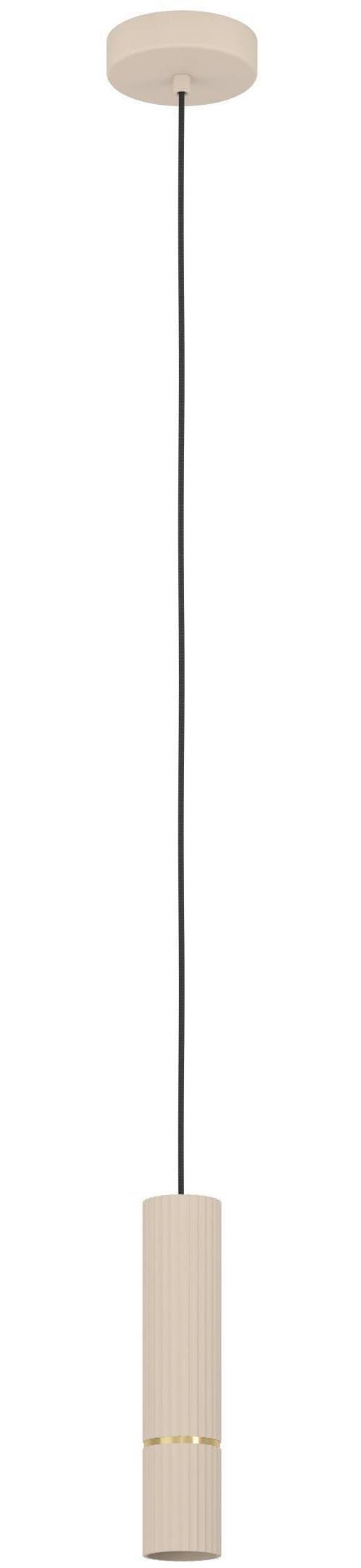 EGLO Hängeleuchte Caminia Hängelampe, beige und gold, Esstischlampe, Pendelleuchte, GU10, LED fest integriert, Hängeleuchte - H110 x Ø6 cm - sandfarben, messing-gebürstet