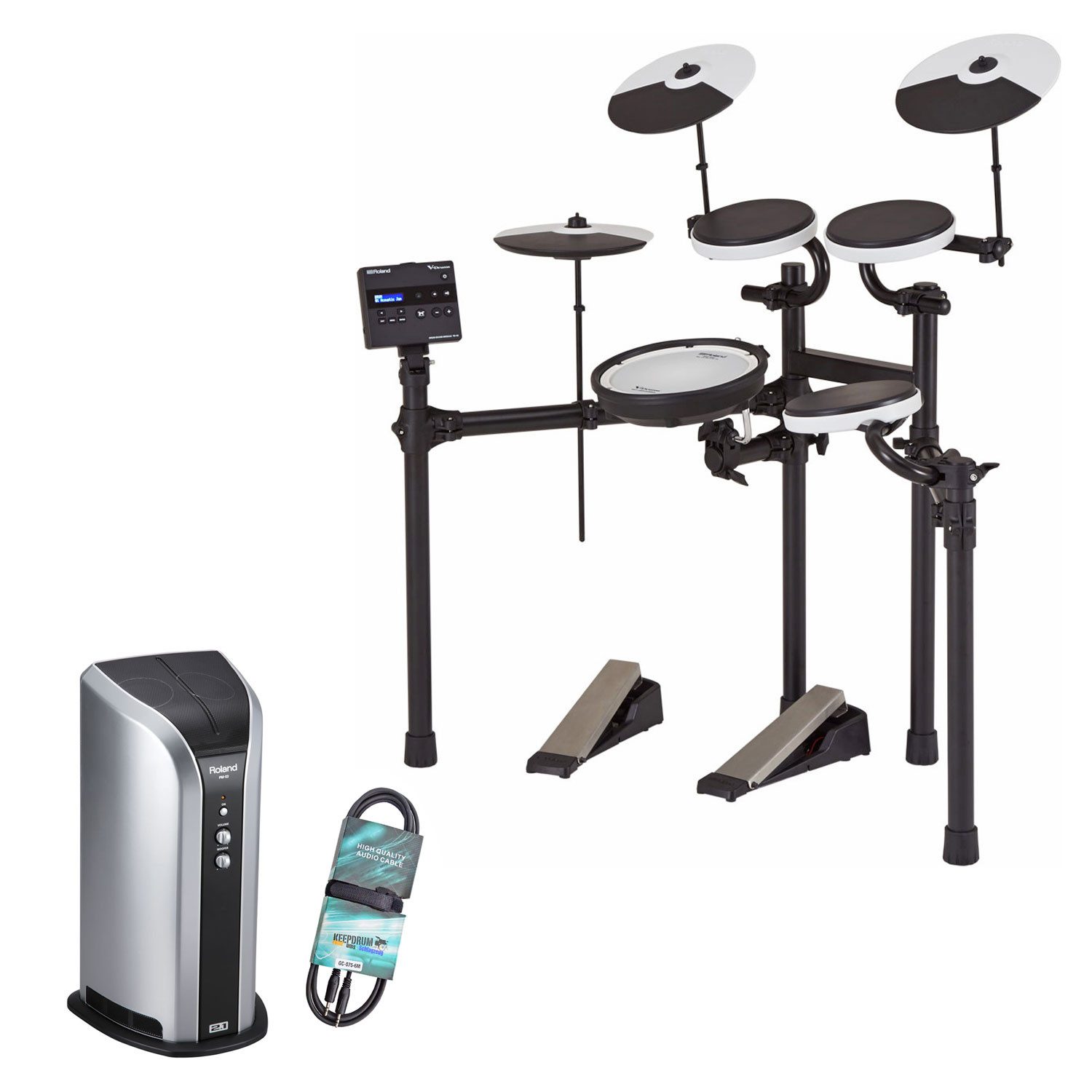 E-Drum Roland E-Drum TD-02KV Schlagzeug mit Monitor-Box und Kabel