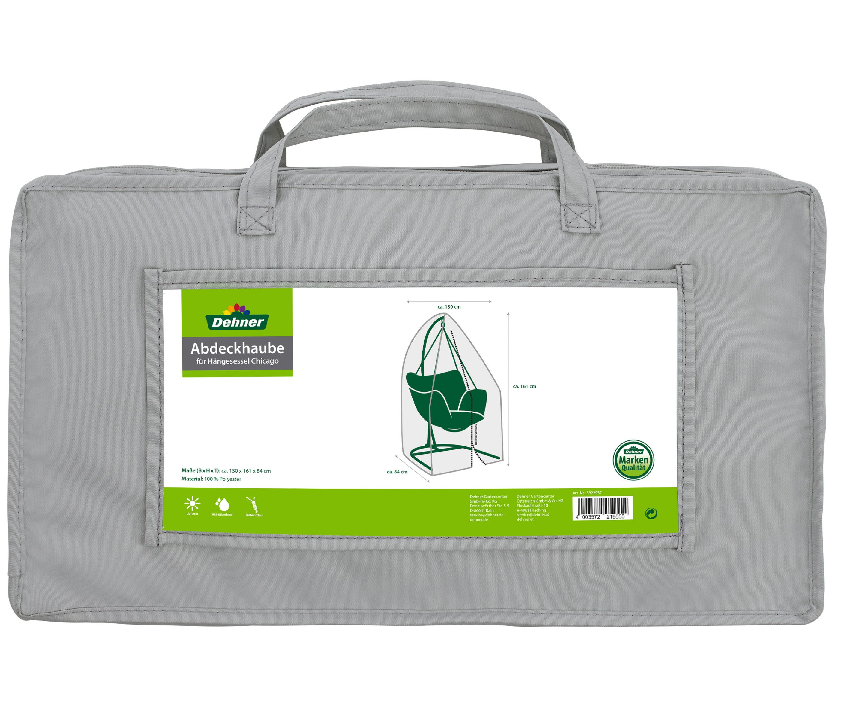 Dehner Gartenmöbel-Schutzhülle Abdeckhaube für Hängesessel Chicago, 161 x 130 x 84 cm, Polyester, wasserabweisende Abdeckplane mit UV-Schutz 50+