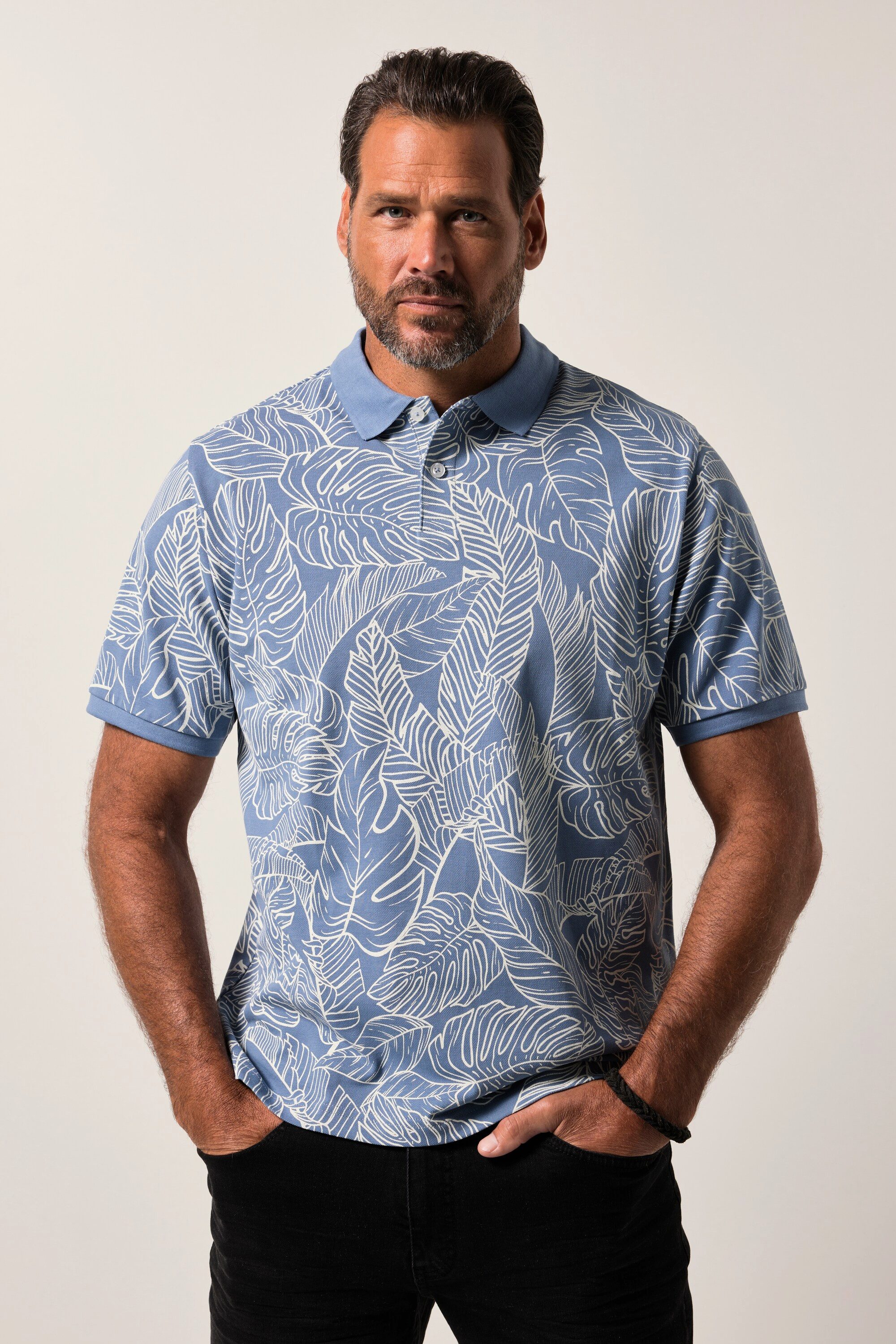 JP1880 Poloshirt Poloshirt Halbarm Piqué Allover Print
